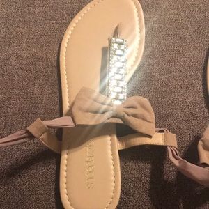 Lace up sandal. Color is blush
